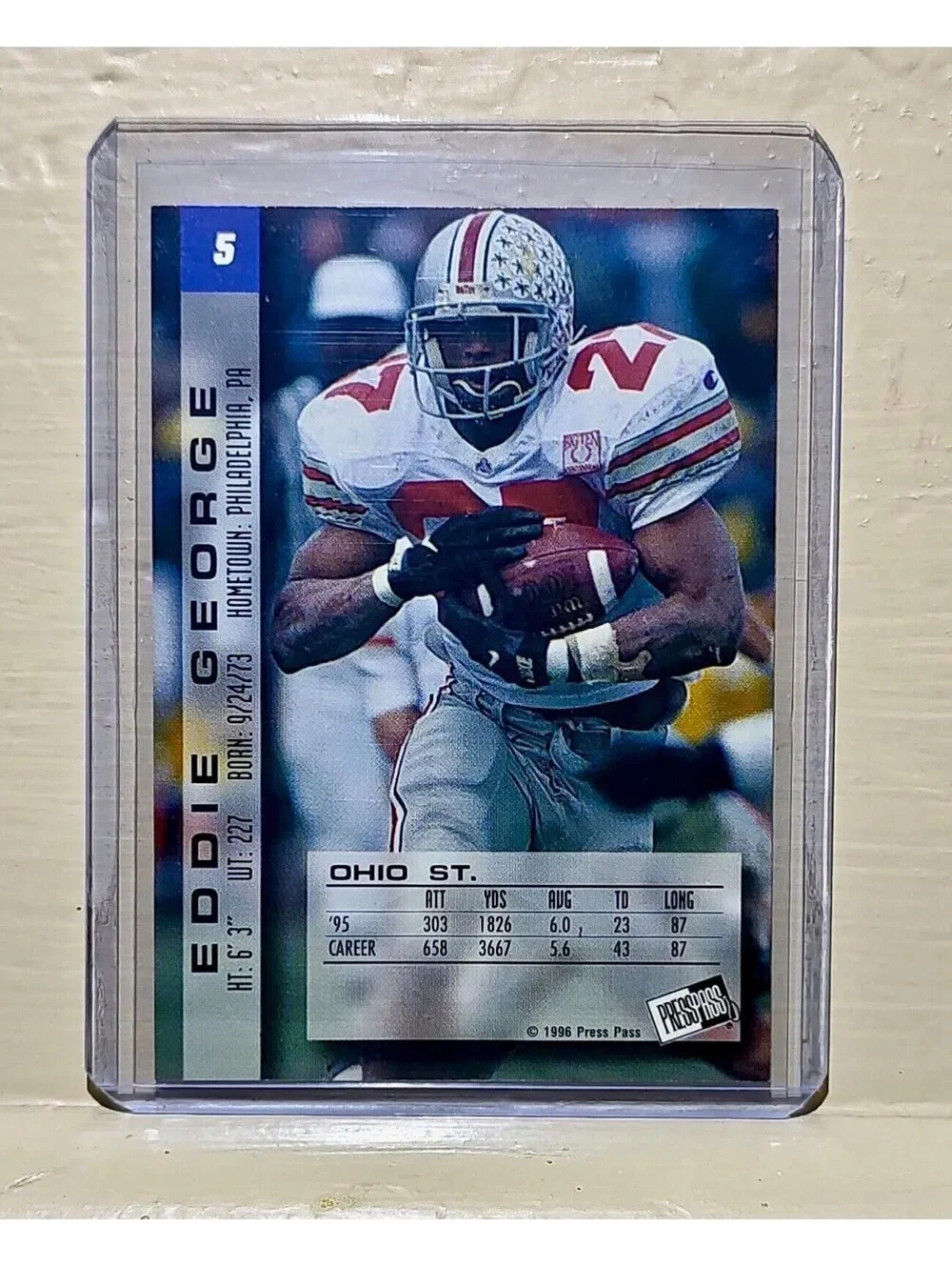 1996 Eddie George Press Pass #5 Paydirt Draft Pick Trading Card Buckeyes